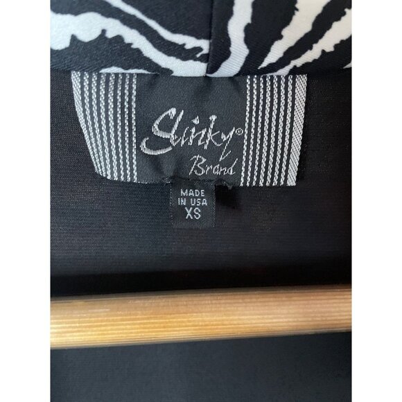 Slinky Black 3/4 Sleeve Zebra Stripe Detailed Open Loose Fitting Cardigan Sz XS - Picture 6 of 10